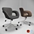 2-in-1 Office Chair: Grey & Brown Fabrics 3D model small image 2