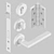 Complete Door Hardware Set: Handle, Hinge, Lock & Brushed Metal Finish 3D model small image 4