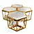 Sleek Golden Coffee Tables Set 3D model small image 1