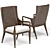 Formosa Round Dining Table and Arm Chair Set 3D model small image 3