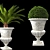 Antique Marble Urn: Boxwood & Cycas Palm 3D model small image 2