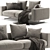 Flexform Campiello Sofa: Stylish and Versatile Seating 3D model small image 2