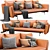 Modern Minimalist B&B Italia SAKE Sofa 3D model small image 2