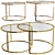 Elegant Glass and Gold Coffee Table Set 3D model small image 1