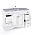 Modena White Wood Marble Vanity 3D model small image 1