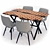 Modern Oak Dining Table and Chairs 3D model small image 10