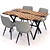 Modern Oak Dining Table and Chairs 3D model small image 11
