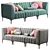 Comfortable Pottery Barn Avalon Sectional Sofa 3D model small image 2