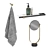 Elegant Bath Set: Marble, Brass 3D model small image 3