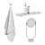 Elegant Bath Set: Marble, Brass 3D model small image 5