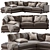 Haven Leather 2-Piece Chaise Sectional 3D model small image 1