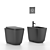 Sleek Matte Black Kerasan Toilet 3D model small image 1
