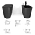 Sleek Matte Black Kerasan Toilet 3D model small image 2
