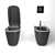 Sleek Matte Black Kerasan Toilet 3D model small image 5