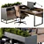 Modern L-shaped Office Desk Set 3D model small image 1