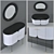 Sleek Console with Round Mirror 3D model small image 2