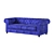 Navy Plush Velvet 2-Seat Sofa 3D model small image 2