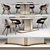 Luxurious Voyage Marble Table & Adria Velvet Chair Set 3D model small image 1