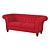 Contemporary Red Velvet Sofa 3D model small image 1