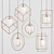 Wire Pendant Lights Bundle - Stylish Metal and Glass Design 3D model small image 1