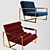 Golden Channeled Lounge Chair 3D model small image 1