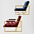 Golden Channeled Lounge Chair 3D model small image 3
