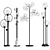 Modern Brass LED Floor Lamp Set 3D model small image 3