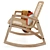 Vintage Thana Rocking Chair - Eucalyptus Wood & Rope 3D model small image 3