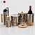 Elegant Nickel & Wood Barware 3D model small image 1