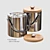 Elegant Nickel & Wood Barware 3D model small image 3