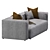 Modern Blok 3-Seater Sofa: Sleek Design 3D model small image 3