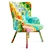Colorful Patchwork Velvet Armchair 3D model small image 5