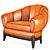 Sleek Leather Sao Armchair 3D model small image 1