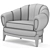 Sleek Leather Sao Armchair 3D model small image 3