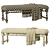 Chic Farmhouse Upholstered Bench 3D model small image 4