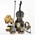 Elegant Decorative Set: Violin, Fiddlestick, Leaf & Coal, Candles, Mirror 3D model small image 2