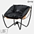 Sleek Metal and Leather Armchair 3D model small image 1