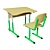 Adjustable School Desk and Chair Set 3D model small image 2