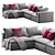 Truman Junior Gray Linen Sectional 3D model small image 2