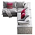 Truman Junior Gray Linen Sectional 3D model small image 3