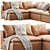 Truman Large Tan Leather Corner Section 3D model small image 2