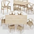 Wishbone Table Chair Set 3D model small image 1