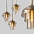 Golden Amber Pendant Lamp 3D model small image 1