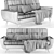 Elegant Teal Fabric Sofa 3D model small image 3