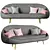 Luxurious Velvet Channel Sofa 3D model small image 1