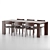 Modern Oak Dining Table Set 3D model small image 1