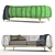 Silkworm-inspired Sofa: Green and White 3D model small image 2