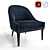 Elegant Velvet Bella Chair 3D model small image 1