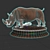 Copper Rhino Sculpture 3D model small image 3