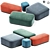 Contemporary Pouf Duo: Versatile and Stylish 3D model small image 1